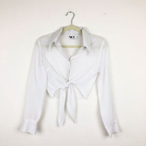 🛒 5/$25 67 Karol Place White Sheer Tie Crop Top